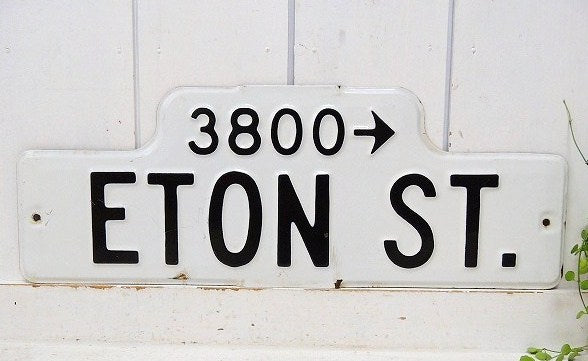 【3800→/ETON ST.】ホーロー製・ヴィンテージ・ストリートサイン/街路/看板/USA