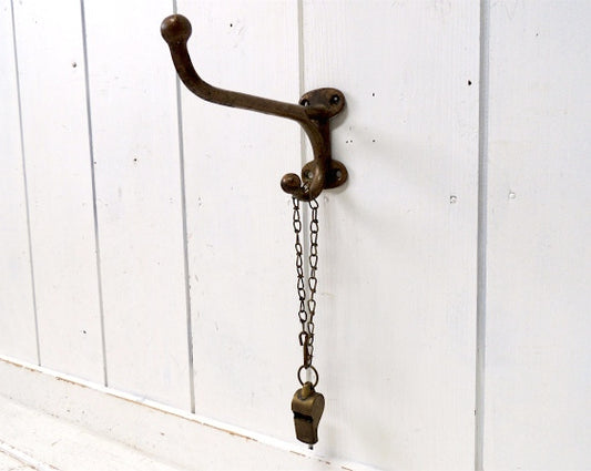 真鍮製の大きなアンティーク・ウォールフック/ハンガーフック USA