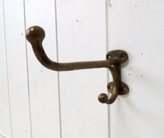 真鍮製の大きなアンティーク・ウォールフック/ハンガーフック USA