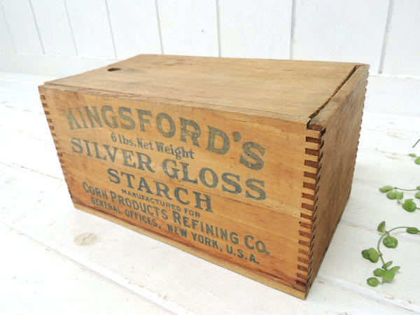 【KINGSFORD'S】コーンスターチ・組み木・フタ付きアンティーク・ウッドボックス/木箱 USA