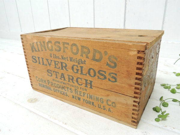 【KINGSFORD'S】コーンスターチ・組み木・フタ付きアンティーク・ウッドボックス/木箱 USA