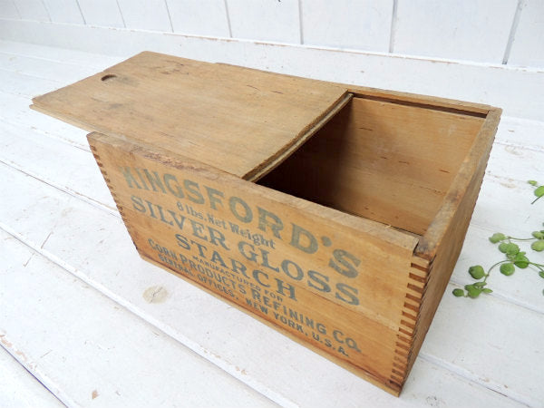 【KINGSFORD'S】コーンスターチ・組み木・フタ付きアンティーク・ウッドボックス/木箱 USA