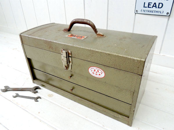 【PARK】カーキ色・3段式・ビンテージ・ツールボックス/ツールケース/工具箱 USA