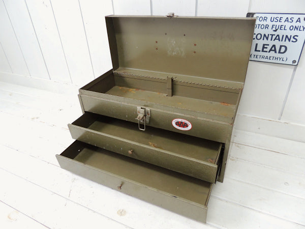 【PARK】カーキ色・3段式・ビンテージ・ツールボックス/ツールケース/工具箱 USA