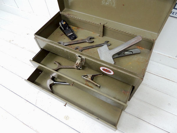 【PARK】カーキ色・3段式・ビンテージ・ツールボックス/ツールケース/工具箱 USA