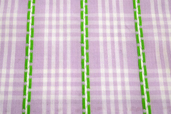 チェック柄×刺繍ストライプ柄・デッドストック・ヴィンテージ・ファブリック・生地/58×80㎝