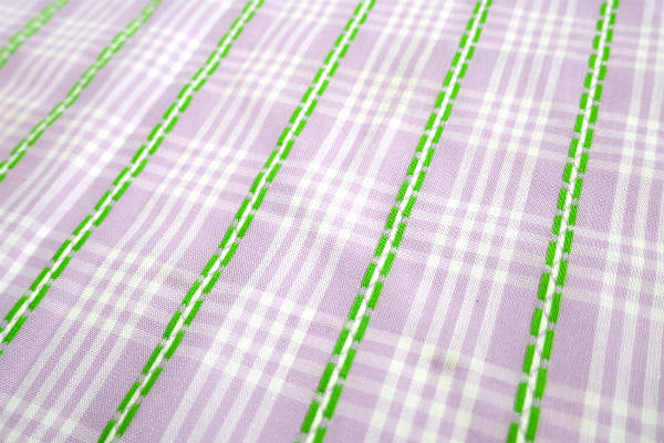 チェック柄×刺繍ストライプ柄・デッドストック・ヴィンテージ・ファブリック・生地/58×80㎝