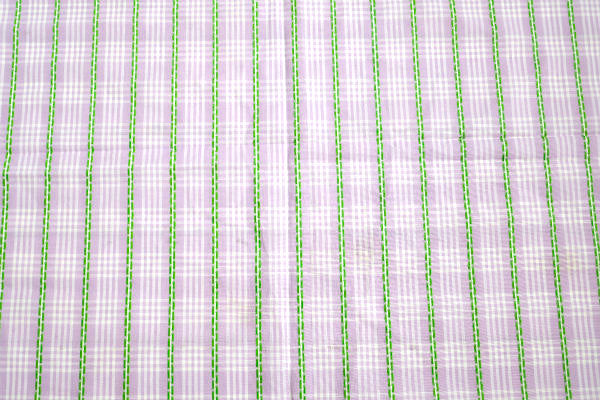 チェック柄×刺繍ストライプ柄・デッドストック・ヴィンテージ・ファブリック・生地/58×80㎝