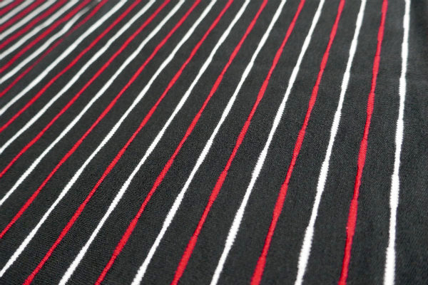 黒×白×赤・ストライプ柄・デットストック・ヴィンテージ・ファブリック・生地・テキスタイル/90×94