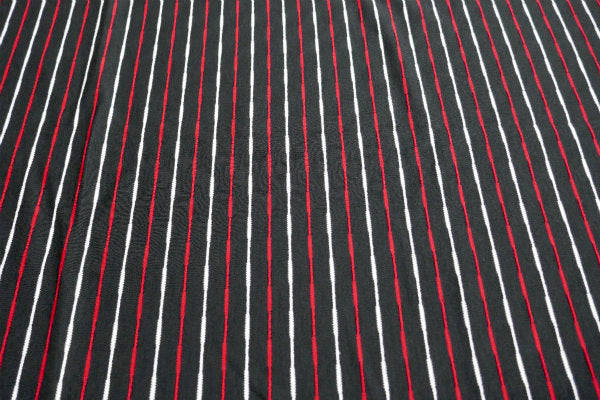 黒×白×赤・ストライプ柄・デットストック・ヴィンテージ・ファブリック・生地・テキスタイル/90×94