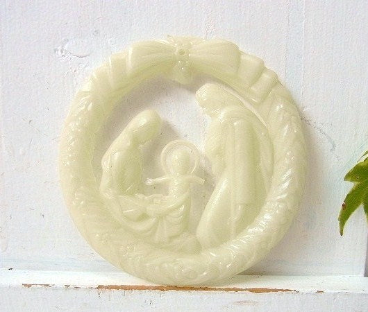 聖家族のリース形・ヴィンテージ・壁飾り/オブジェ　USA