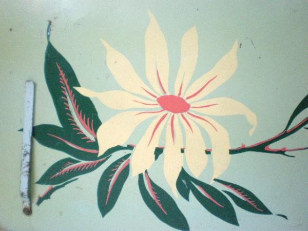 USA　アンティーク・花柄ブリキ製テーブル/イーゼル