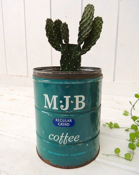 【MJB】USA!グリーン色・ティン製・ヴィンテージ・コーヒー缶/ブリキ缶