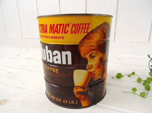 【Yuban Coffee】ユーバン・ティン製・大きめサイズのヴィンテージ・コーヒー缶/ブリキ缶
