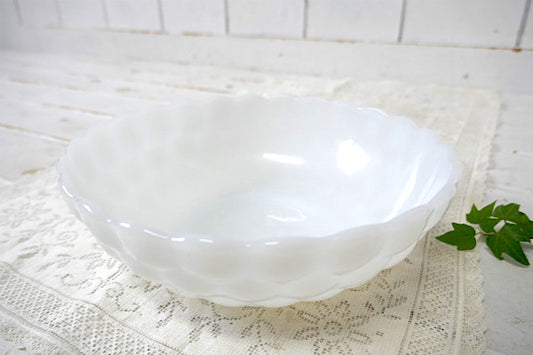 アンカーホッキング バブル・ホワイト・ミルクガラス・ヴィンテージ・サービングボウル・ボウル・食器