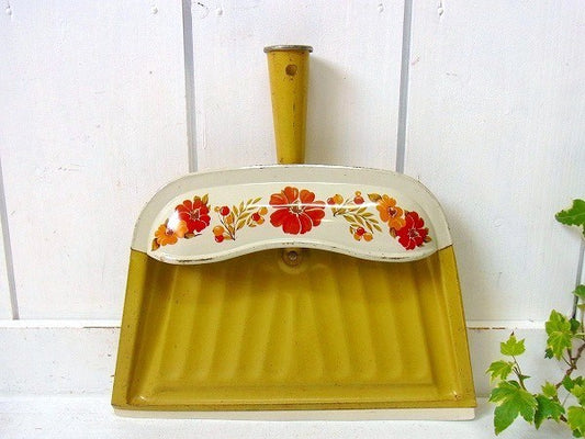 ティン製・花柄・アンティーク・ダストパン/ちりとり　USA