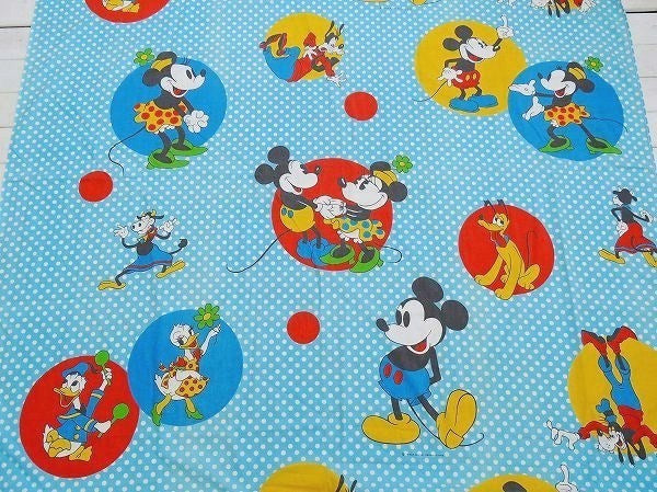 【ミッキー&フレンズ】USA!水玉&ダンス柄・ヴィンテージ・ユーズドシーツ(ボックスタイプ)