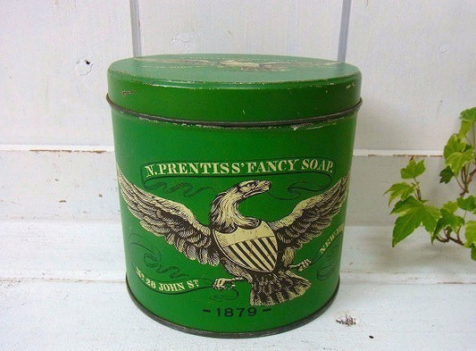 グリーン色のイーグル柄・ヴィンテージ・ティン缶/ブリキ缶　USA