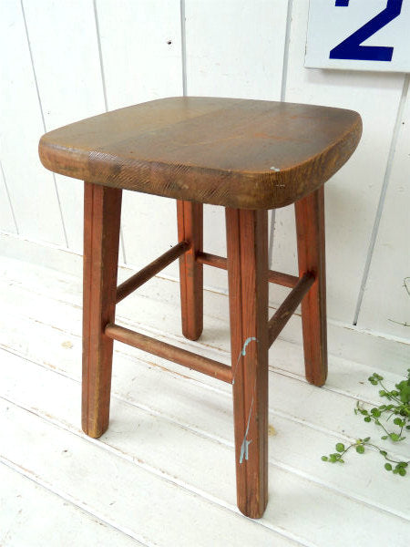 【USA・アンティーク】木製・スツール・チェア・イス・ペンキ付き