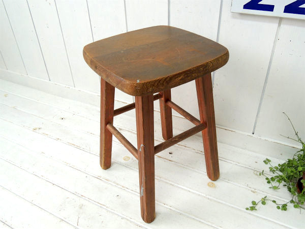 【USA・アンティーク】木製・スツール・チェア・イス・ペンキ付き