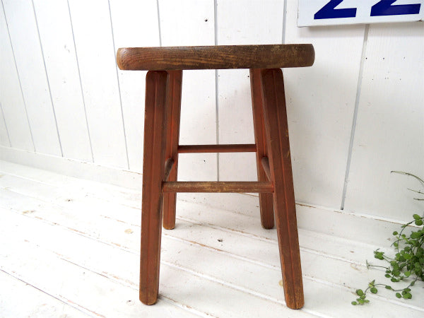 【USA・アンティーク】木製・スツール・チェア・イス・ペンキ付き