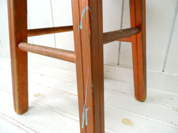 【USA・アンティーク】木製・スツール・チェア・イス・ペンキ付き