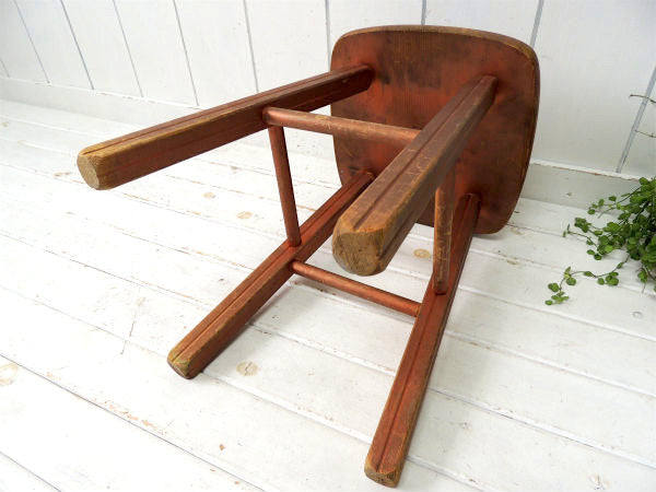 【USA・アンティーク】木製・スツール・チェア・イス・ペンキ付き
