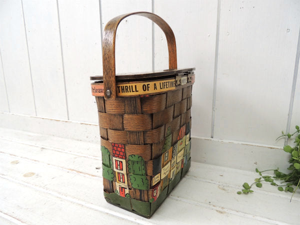 【Caro-Nan】1967年・トラベルシリーズ・木製・アンティーク・カロナンバスケット/カゴバッグ