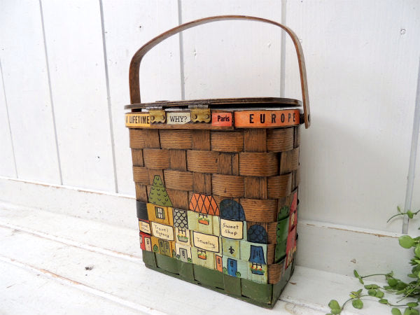 【Caro-Nan】1967年・トラベルシリーズ・木製・アンティーク・カロナンバスケット/カゴバッグ