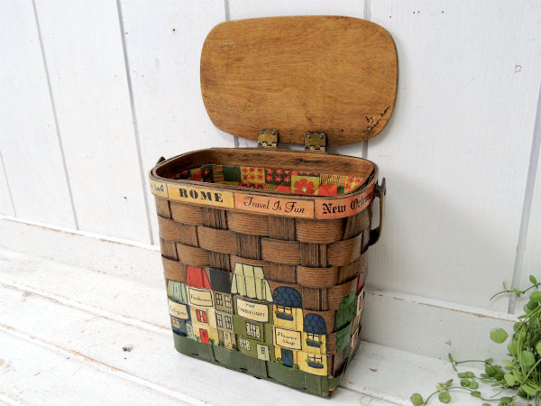 【Caro-Nan】1967年・トラベルシリーズ・木製・アンティーク・カロナンバスケット/カゴバッグ