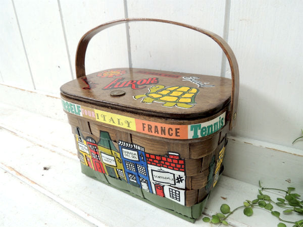 【Caro-Nan】カメ・1976年・トラベルシリーズ・木製・アンティーク・カロナンバスケット/カゴ