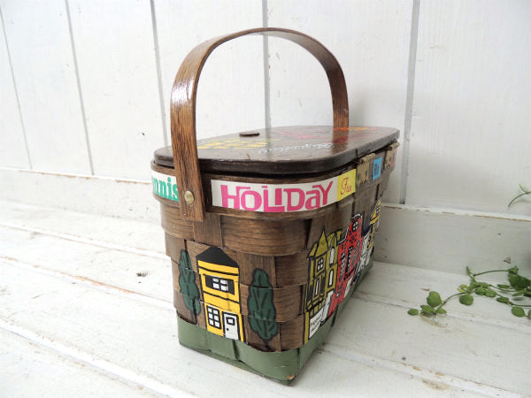 【Caro-Nan】カメ・1976年・トラベルシリーズ・木製・アンティーク・カロナンバスケット/カゴ