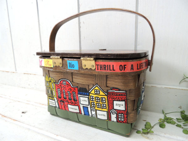 【Caro-Nan】カメ・1976年・トラベルシリーズ・木製・アンティーク・カロナンバスケット/カゴ