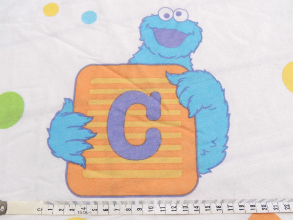 【セサミストリート】アルファベット柄・ヴィンテージ・ユーズドシーツ(ボックスタイプ)