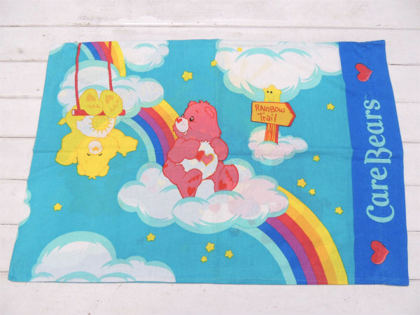 【ケアベア】Care Bears・太陽&レインボー柄・USEDピロケース/枕カバー