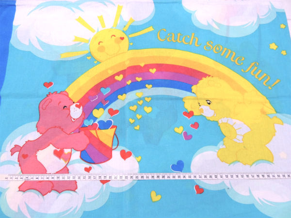 【ケアベア】Care Bears・太陽&レインボー柄・USEDピロケース/枕カバー
