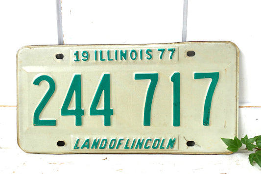 イリノイ州・1977年 ② ヴィンテージ・ナンバープレート・USA・アメ車・自動車 看板