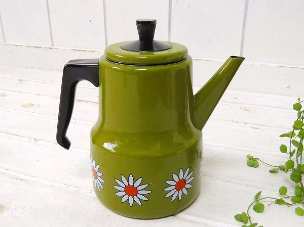 【SAN IGNACIO】スペイン製・花柄・ヴィンテージ・ホーローポット/ケトル/コーヒーポット