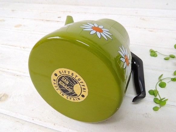 【SAN IGNACIO】スペイン製・花柄・ヴィンテージ・ホーローポット/ケトル/コーヒーポット