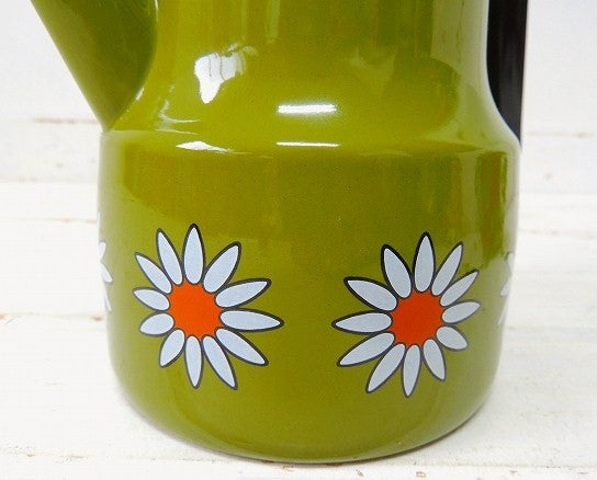 【SAN IGNACIO】スペイン製・花柄・ヴィンテージ・ホーローポット/ケトル/コーヒーポット