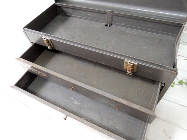 【POWR-KRAFT】シルバーグレー・ビンテージ・ツールボックス/ツールケース/工具箱・工業系