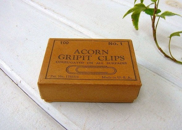 【ACORN GRIPIT CLIPS】クリップの小さなヴィンテージ・紙箱　USA