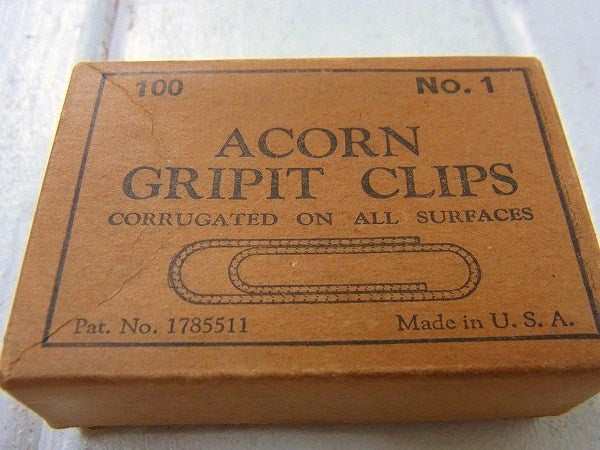 【ACORN GRIPIT CLIPS】クリップの小さなヴィンテージ・紙箱　USA