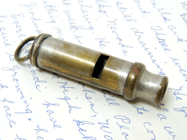 【ポリス・MUNICIPAL POLICE】 アンティーク・メタル製・ホイッスル・呼び笛