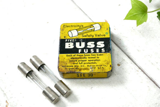 BUSS FUSES ガラス管ヒューズ SFE 30 ヴィンテージ・ヒューズ缶 ティン缶 USA