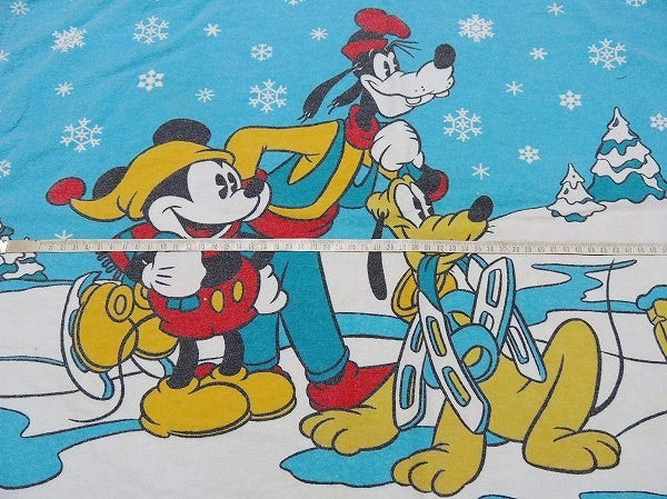 【ミッキー&フレンズ】アイススケート柄・コットン100%製・ヴィンテージ・ピロケース/枕カバー