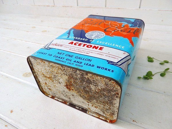 【Coast to Coast】USA!アメリカ地図柄・ヴィンテージ・ブリキ缶/アセトン缶