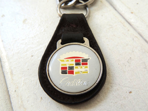 【GM・キャデラック・アメ車】ヴィンテージ・革・レザーキーホルダー・鍵2本付き・モーター系