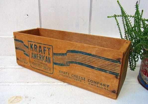 【KRAFT】クラフト社・木製・アンティーク・チーズボックス/木箱　USA