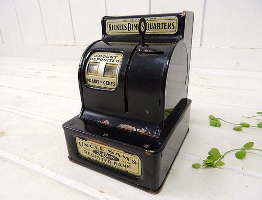 【UNCLE SAM'S】レジスター形・ブリキ製・アンティーク・コインバンク/貯金箱/おもちゃ